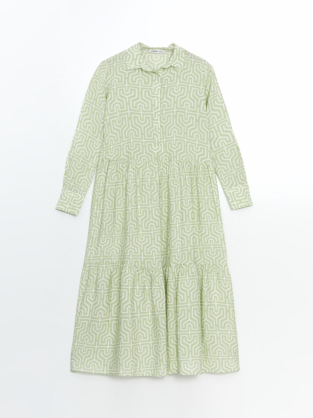 Collared Neck Patterned A Form Women's Dress -S5LY43Z8-LRR