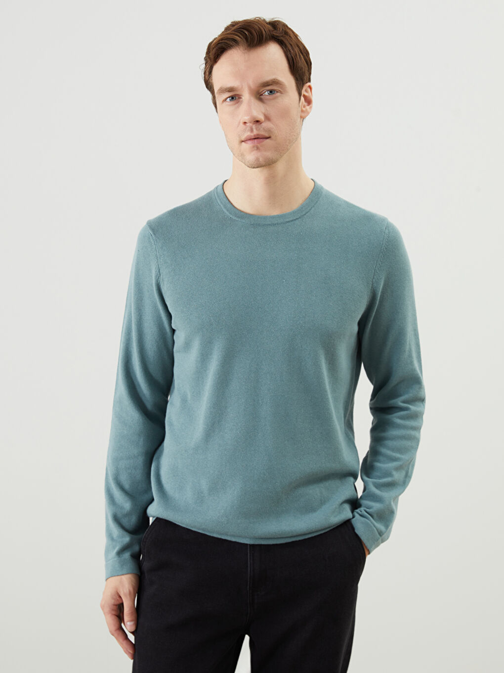 Crew Neck Long Sleeve Men's Tricot Sweater -S5LY50Z8-GX7