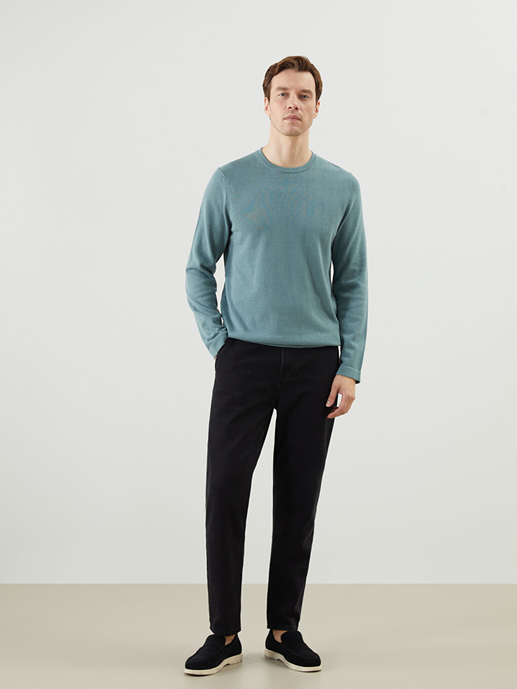 Crew Neck Long Sleeve Men's Tricot Sweater -S5LY50Z8-GX7