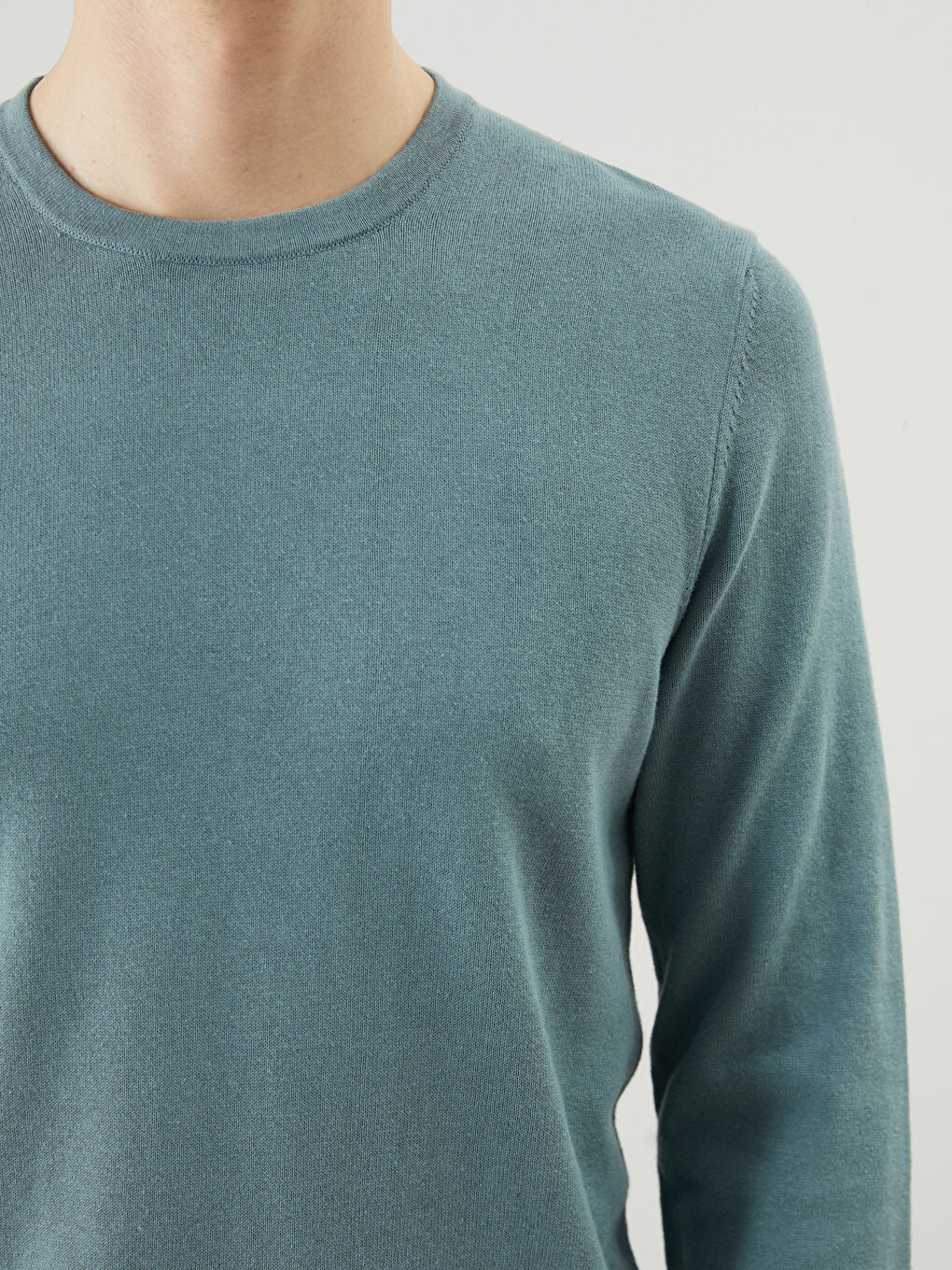 Crew Neck Long Sleeve Men's Tricot Sweater -S5LY50Z8-GX7