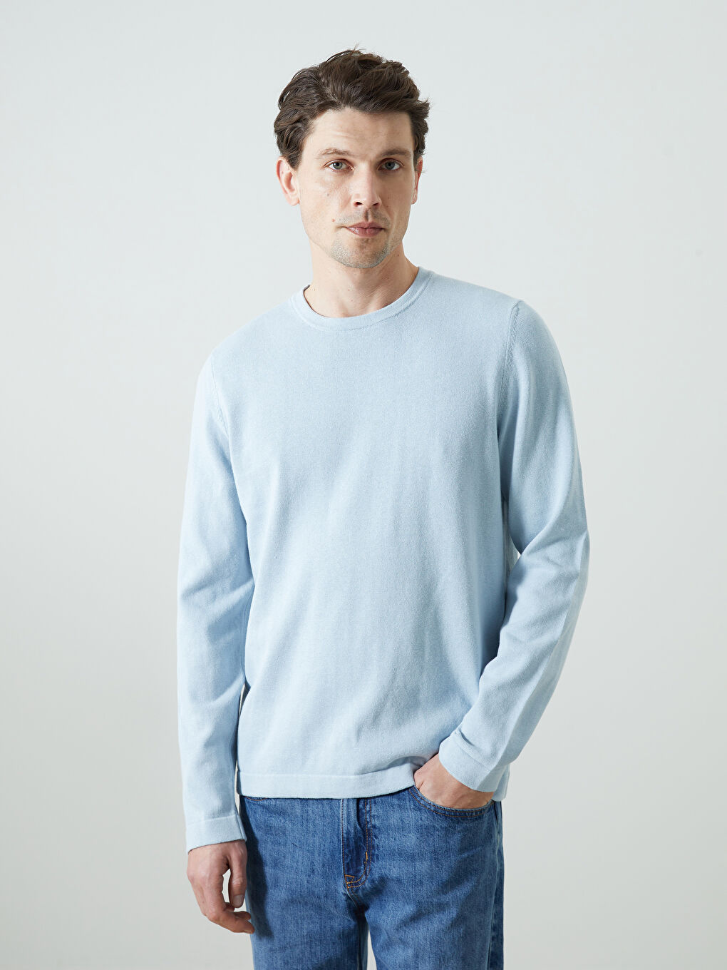 Crew Neck Long Sleeve Men's Tricot Sweater -S5LY50Z8-QXK