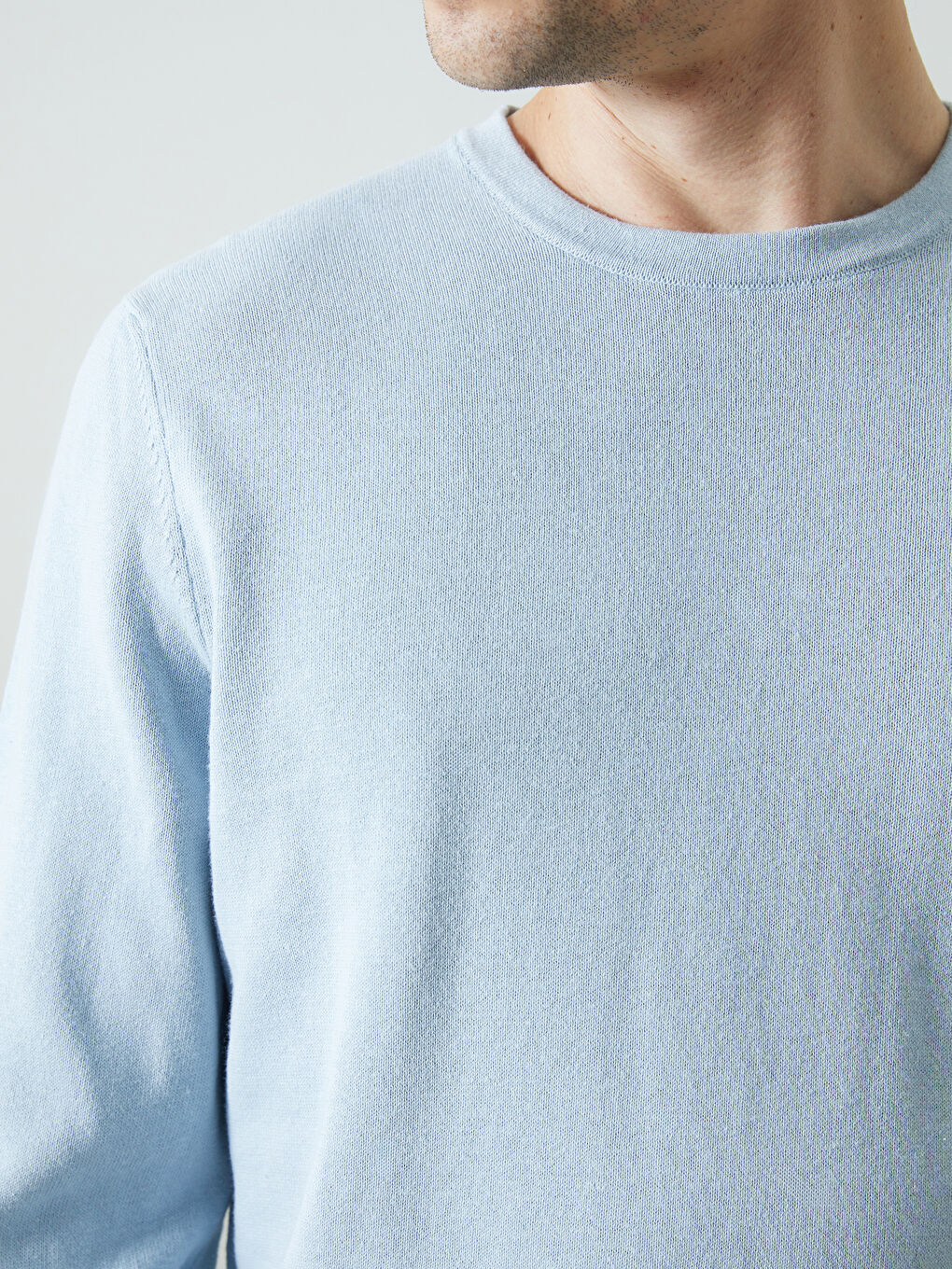 Crew Neck Long Sleeve Men's Tricot Sweater -S5LY50Z8-QXK