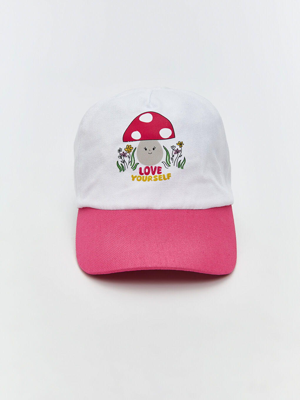 Ekru Baskılı Kız Bebek Kep Şapka