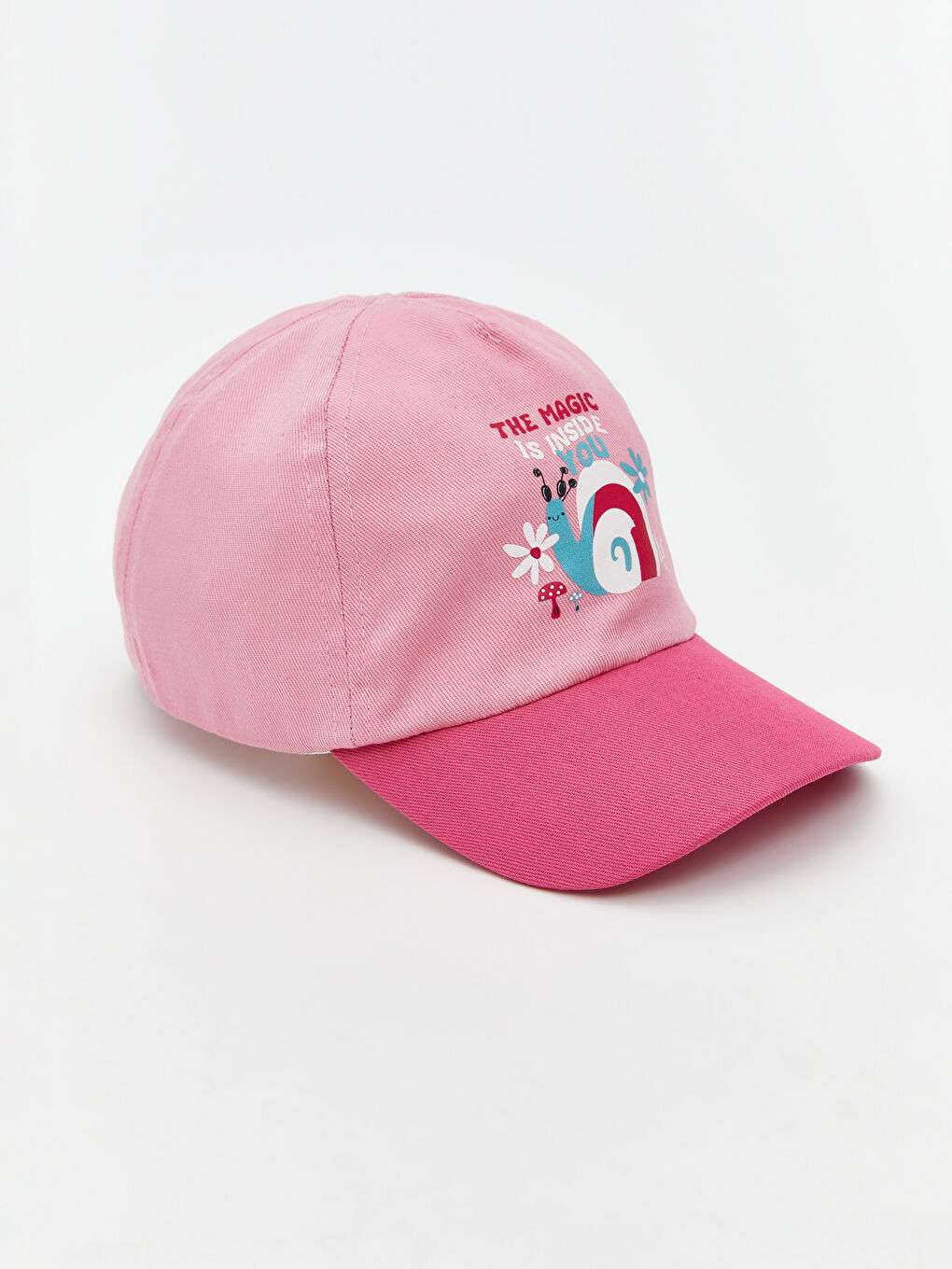 Pembe Baskılı Kız Bebek Kep Şapka-1