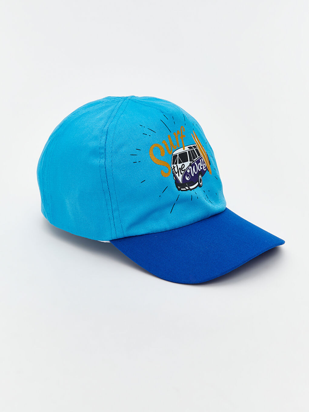 Mavi Baskılı Erkek Bebek Kep Şapka-1