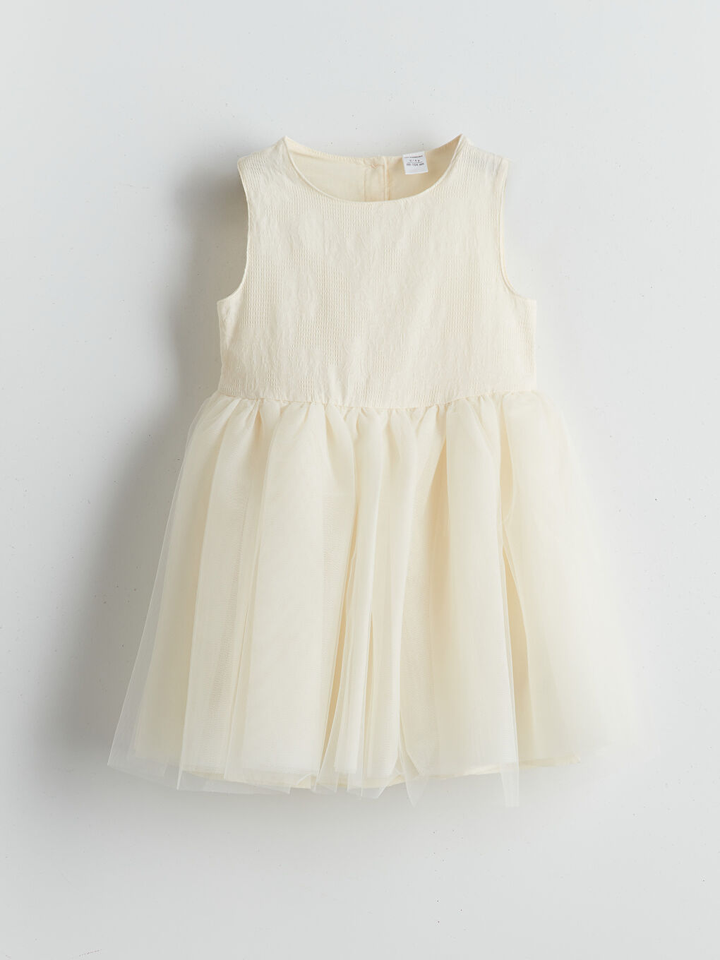 Ekru Bisiklet Yaka Kız Çocuk Tütü Elbise