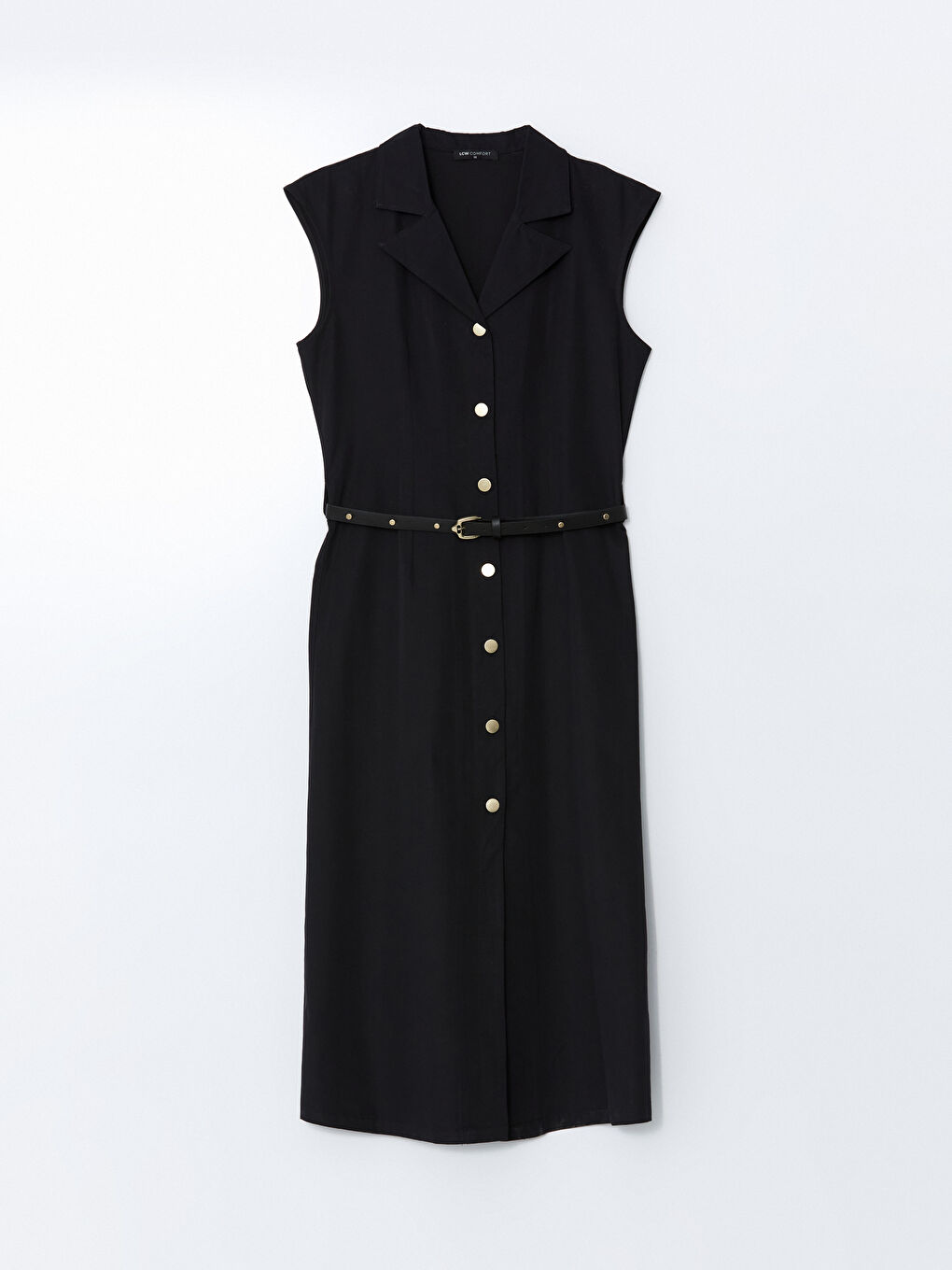 Siyah Beli Kemerli Gömlek Elbise-4