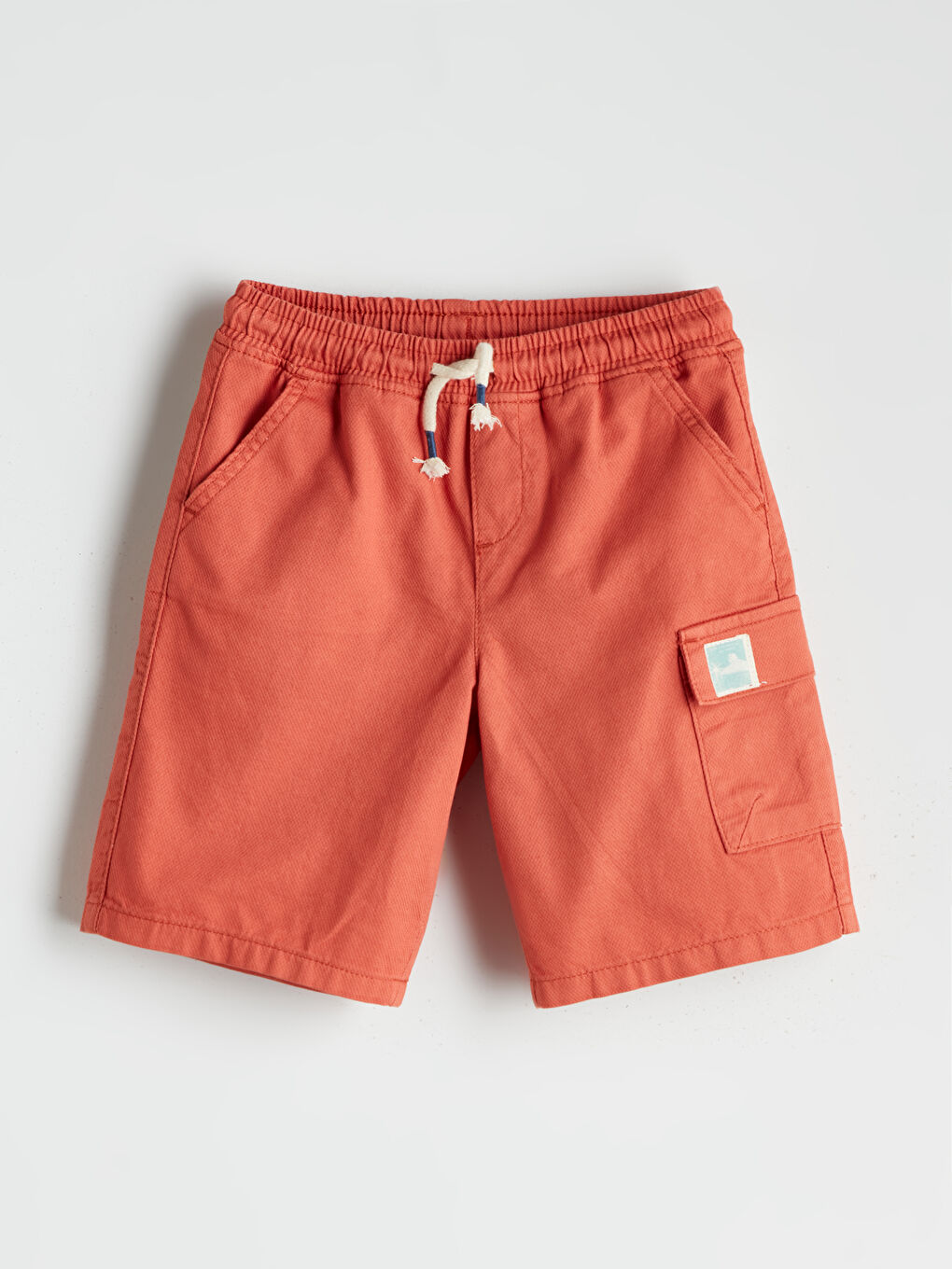 Turuncu Beli Lastikli Erkek Çocuk Kargo Şort