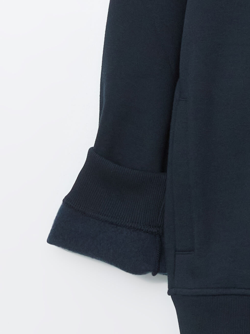 Lacivert Dik Yaka Uzun Kollu Erkek Fermuarlı Sweatshirt-5