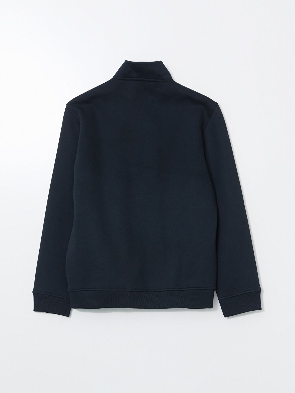 Lacivert Dik Yaka Uzun Kollu Erkek Fermuarlı Sweatshirt-6
