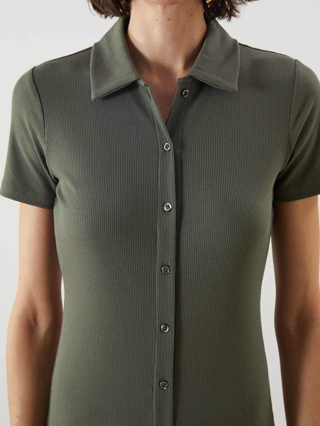 LCW Vision Woman KHAKI Shirt Dress -S5M002Z8-HDJ