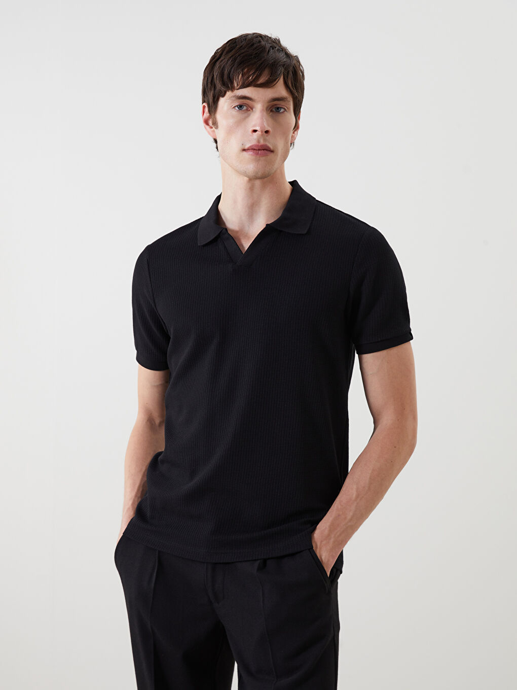 Polo Neck Short Sleeve Men's T-Shirt -S5M006Z8-CVL