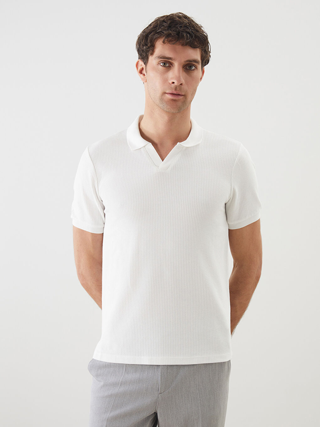 Polo Neck Short Sleeve Men's T-Shirt -S5M006Z8-R9J