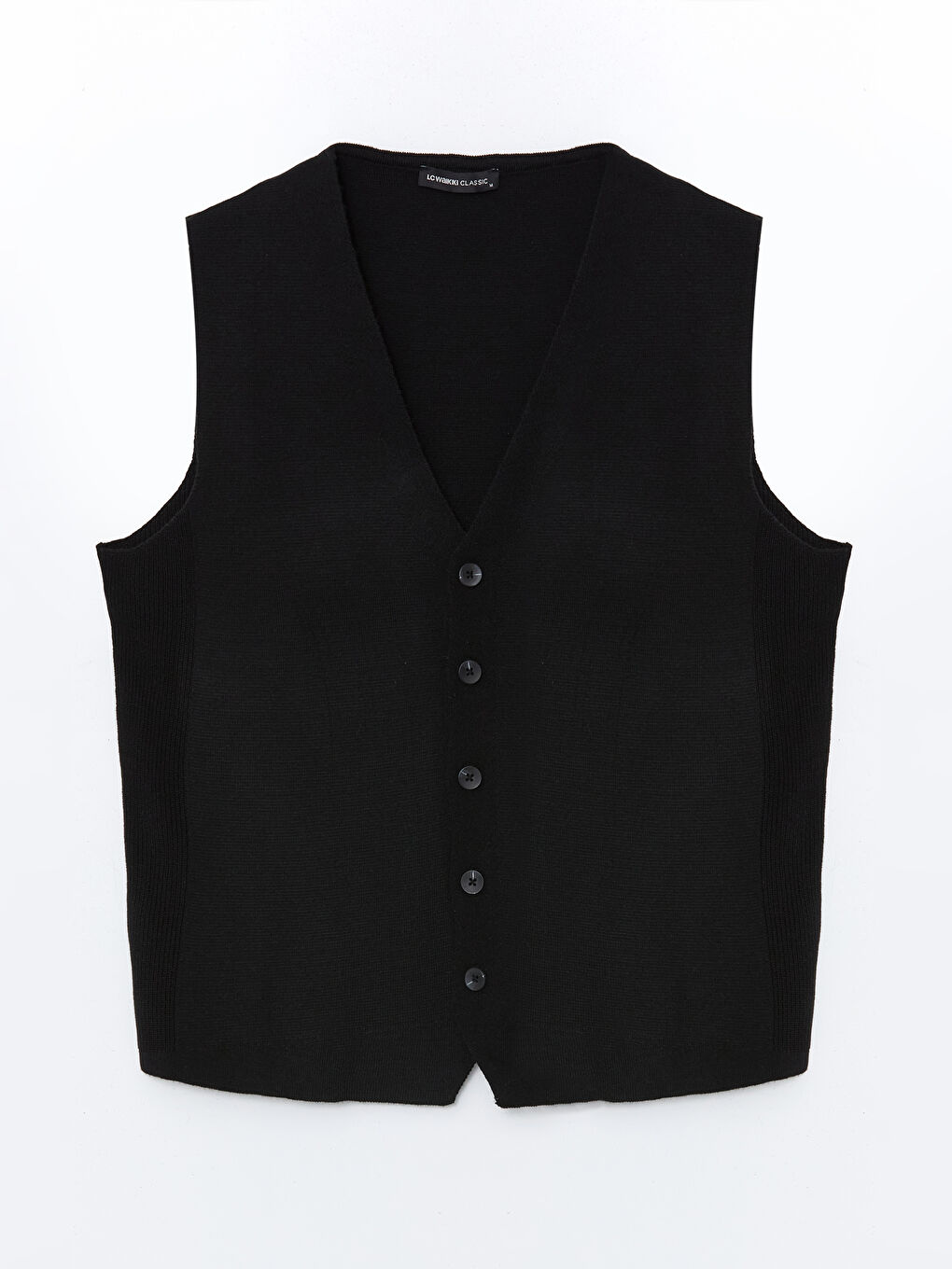 Siyah Standart Kalıp V Yaka Erkek Triko Yelek-4