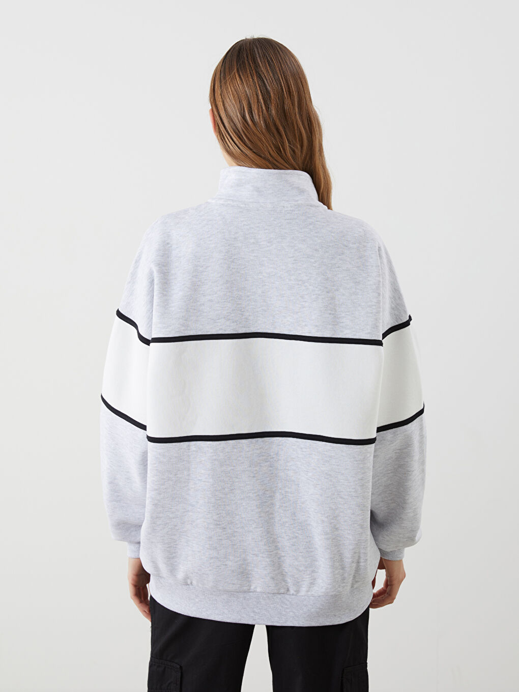 Stand-Up Collar Copenhagen Printed Oversized Women'S Sweatshirt -S5M043Z8-D5P