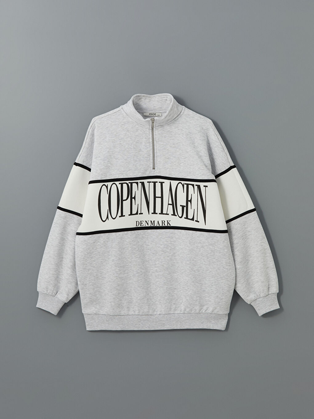 Stand-Up Collar Copenhagen Printed Oversized Women'S Sweatshirt -S5M043Z8-D5P