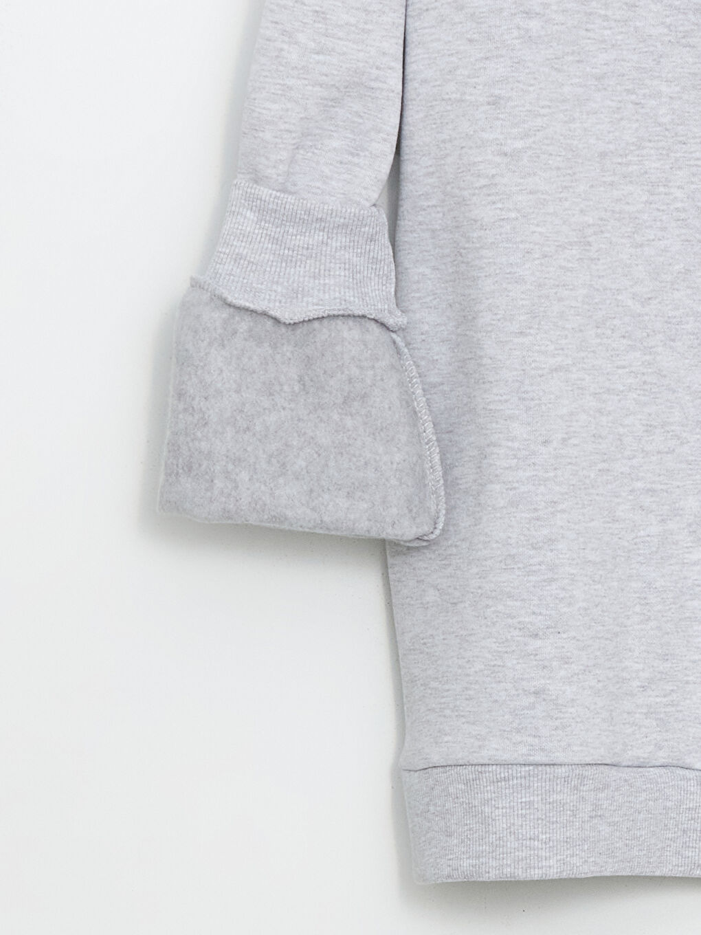 Gri Ayı Teddy Baskılı Oversize Kadın Kalın Hoodie-5