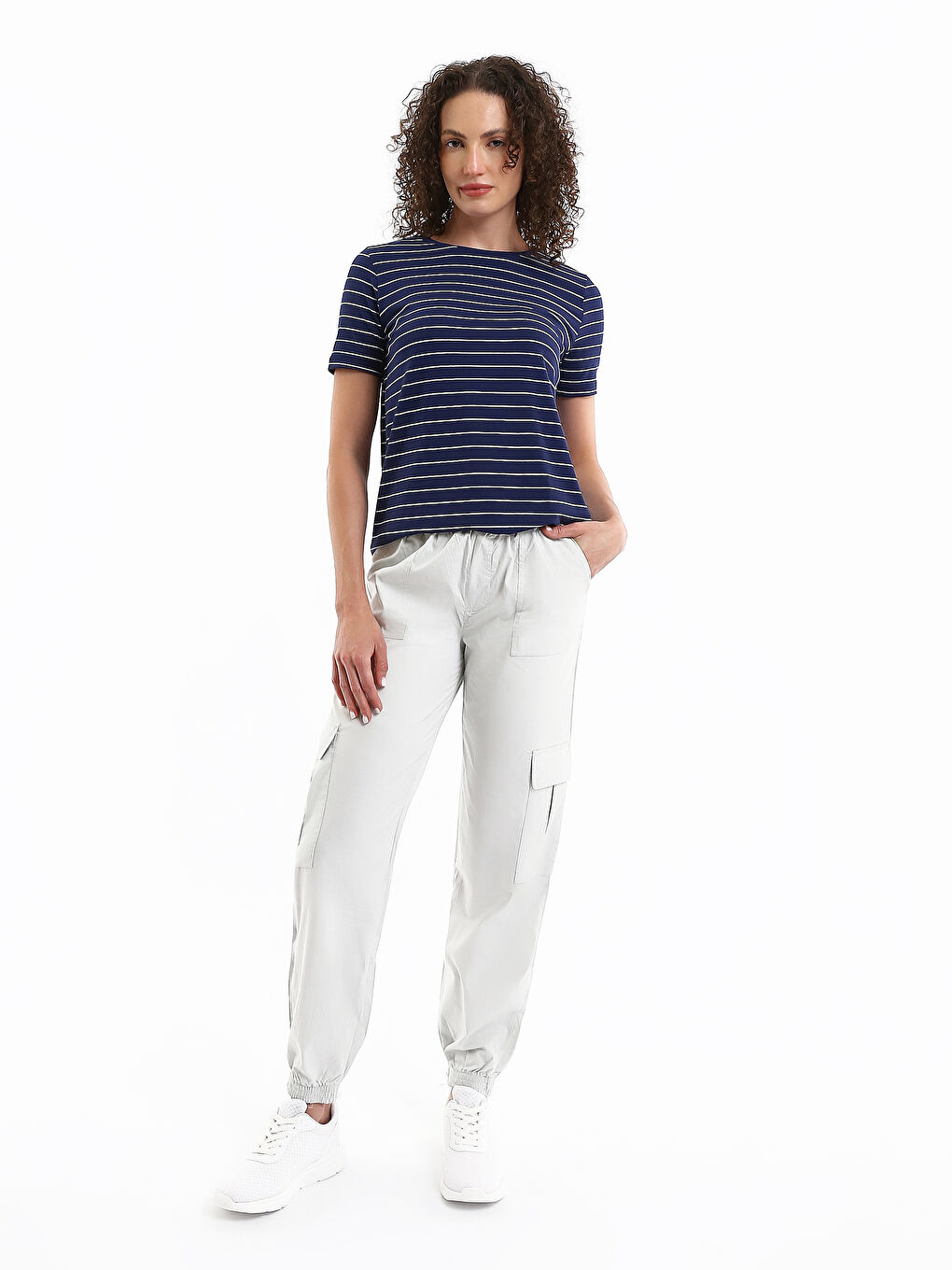 Crew Neck Striped Women's T-Shirt-1