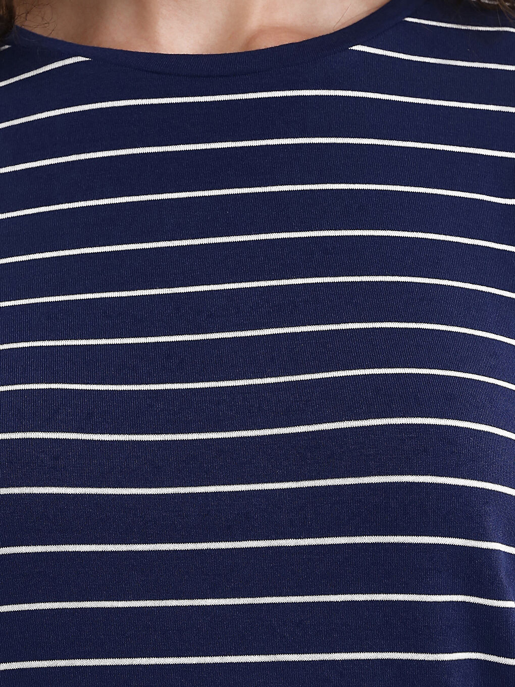 Crew Neck Striped Women's T-Shirt-2