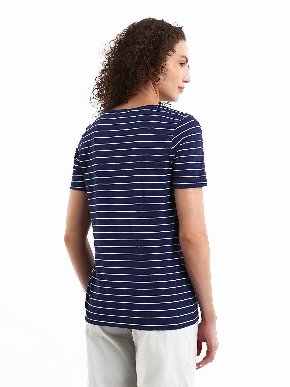 Crew Neck Striped Women's T-Shirt-4