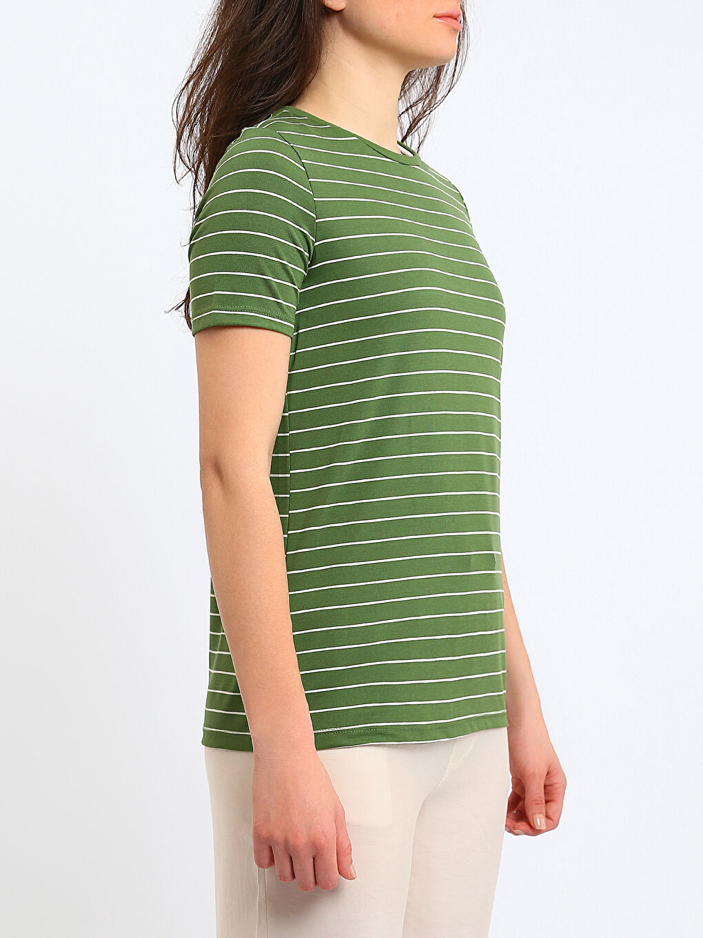 Crew Neck Striped Women's T-Shirt-3