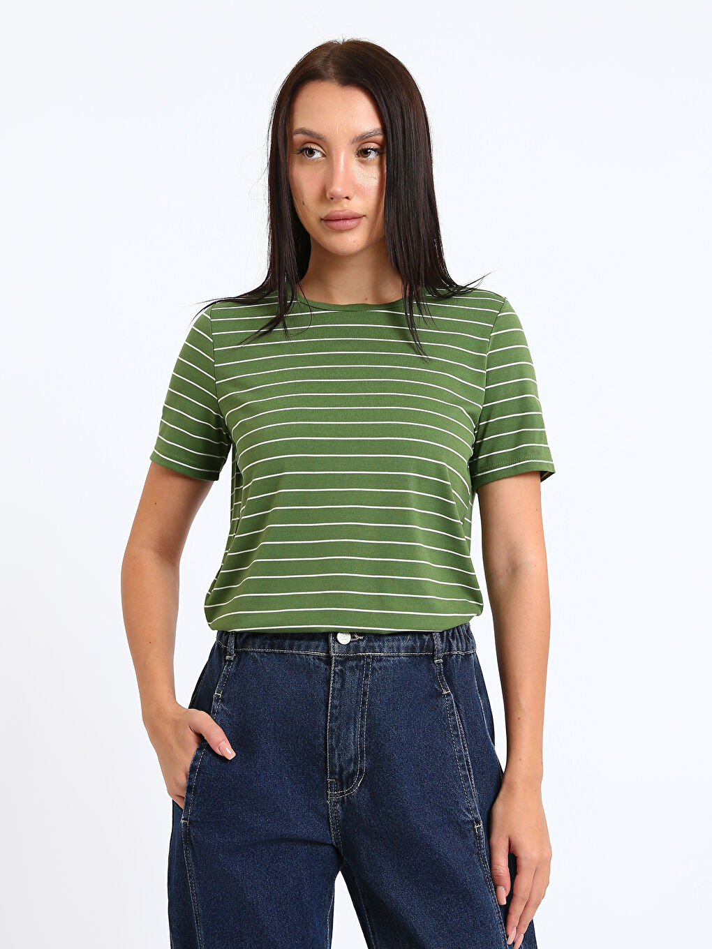 Crew Neck Striped Women's T-Shirt