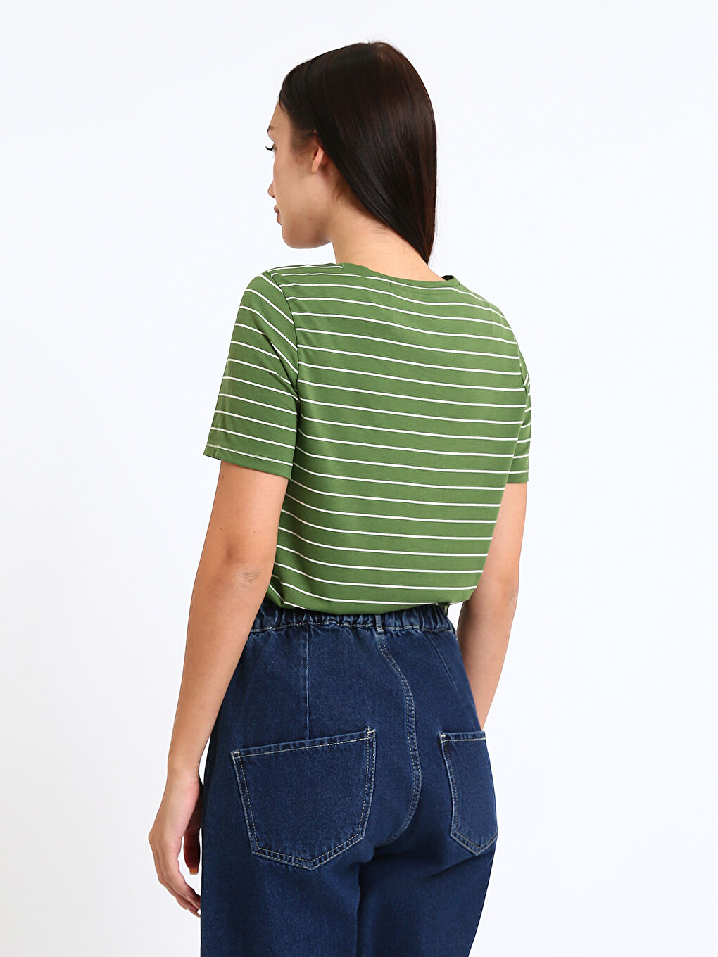 Crew Neck Striped Women's T-Shirt-4