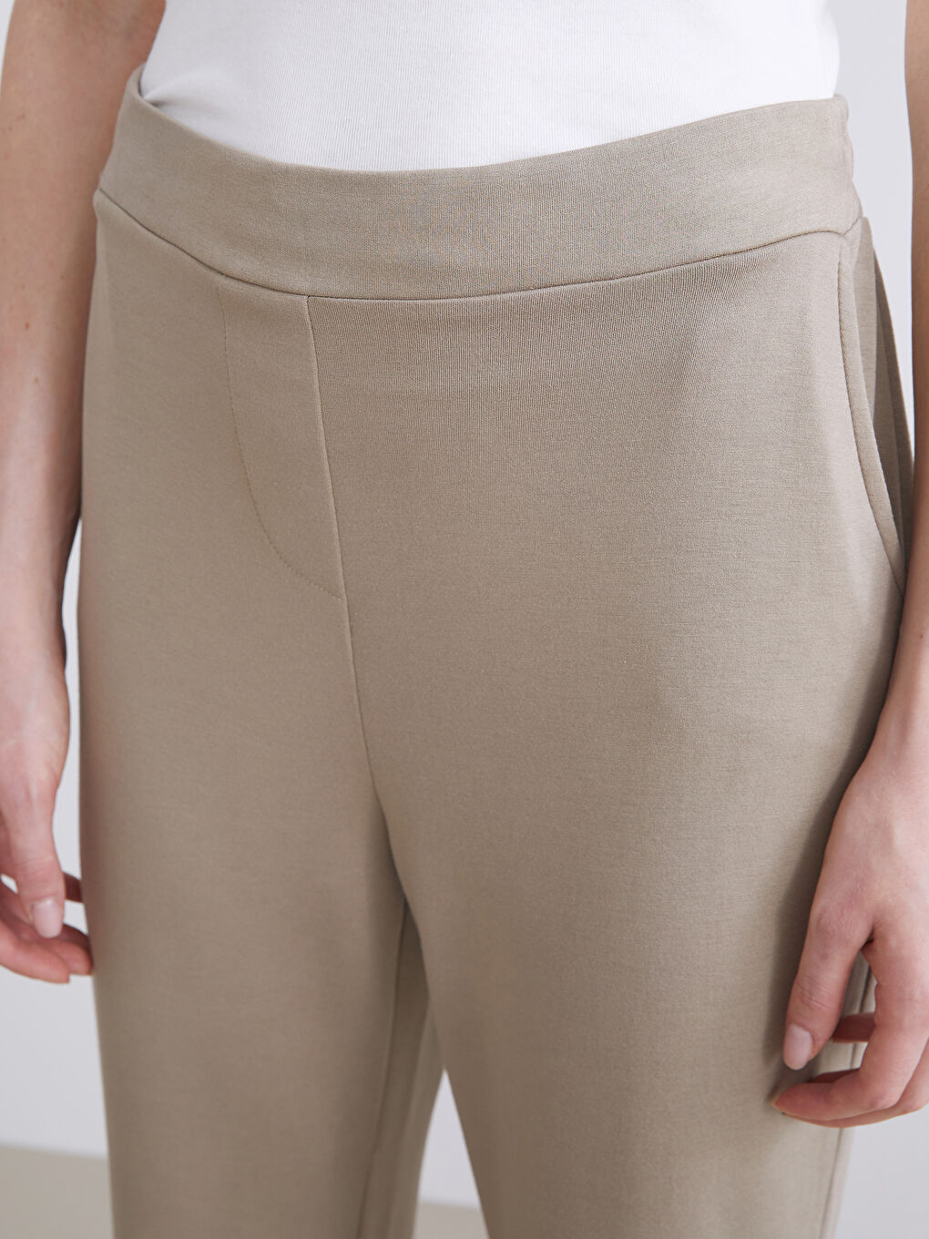 Karışık Beli Lastikli Kadın Pantolon-2