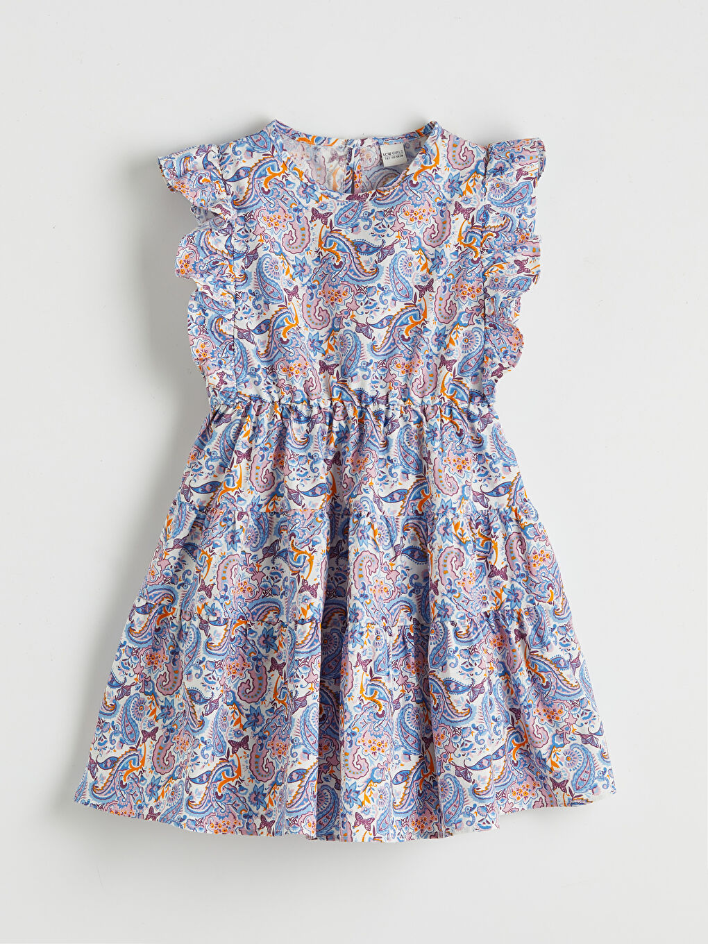 Karışık Fırfırlı Çiçek Desenli Kız Çocuk Elbise
