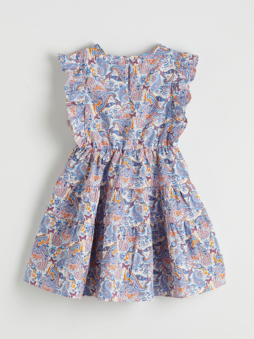 Karışık Fırfırlı Çiçek Desenli Kız Çocuk Elbise-1