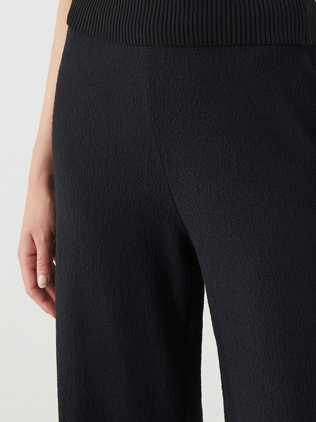 LCWAIKIKI Classic Elasticated Waist Textured Women's Trousers -S5M089Z8-CVL