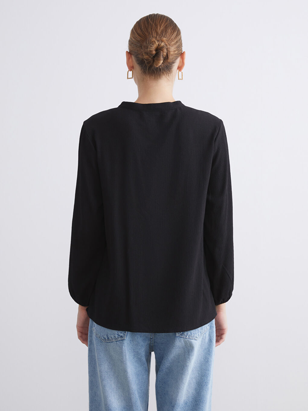 Karışık Bağlamalı Yaka Kadın Bluz-3