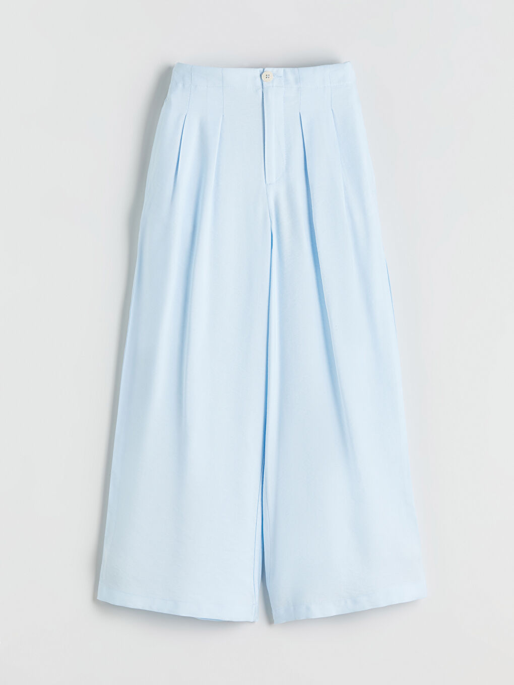 Mavi Beli Lastikli Pileli Kız Çocuk Pantolon