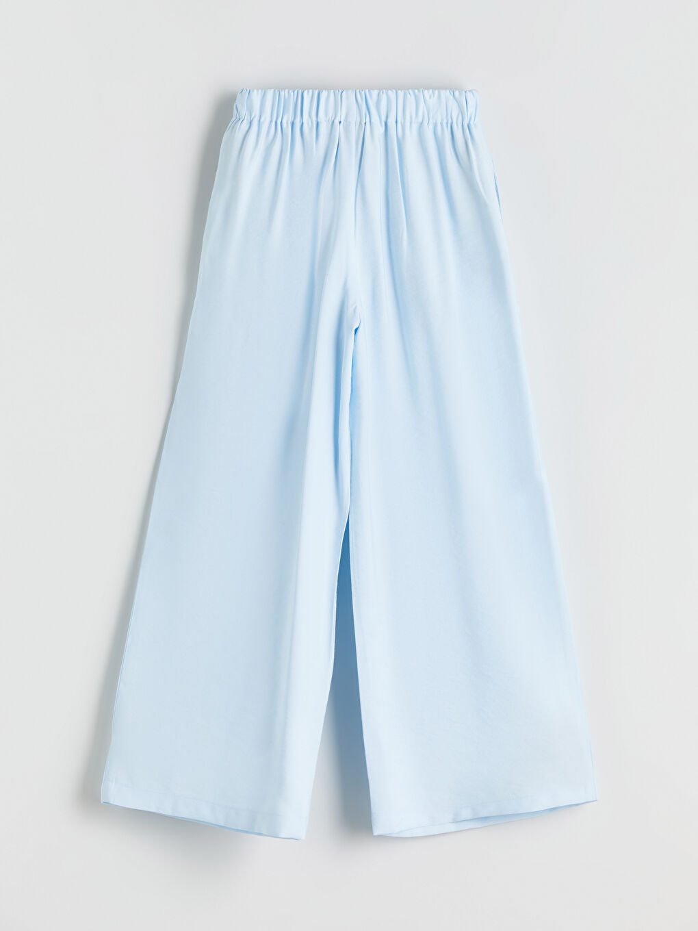 Mavi Beli Lastikli Pileli Kız Çocuk Pantolon-2