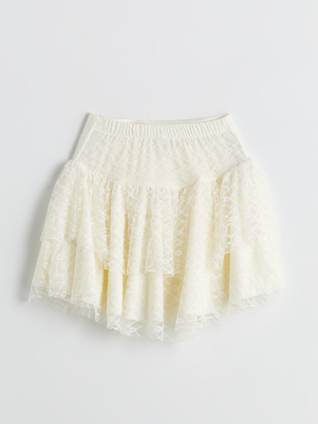 Sarı Beli Lastikli Fırfırlı Kız Çocuk Tül Etek-1