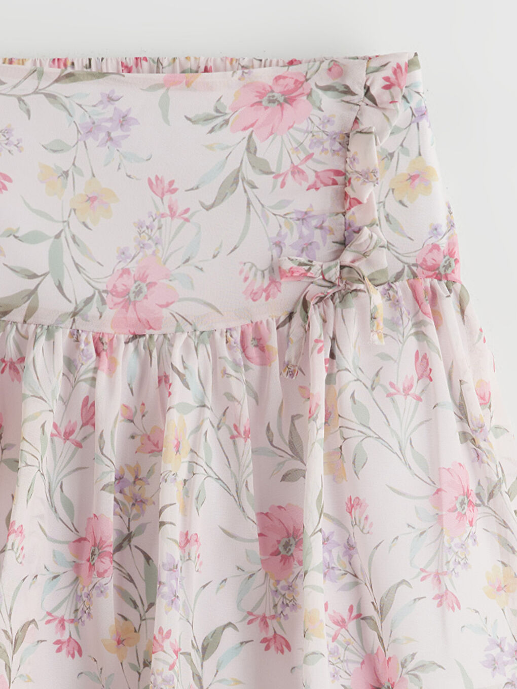 Floral Girl's Skirt with Elastic Waist -S5M133Z4-LRA