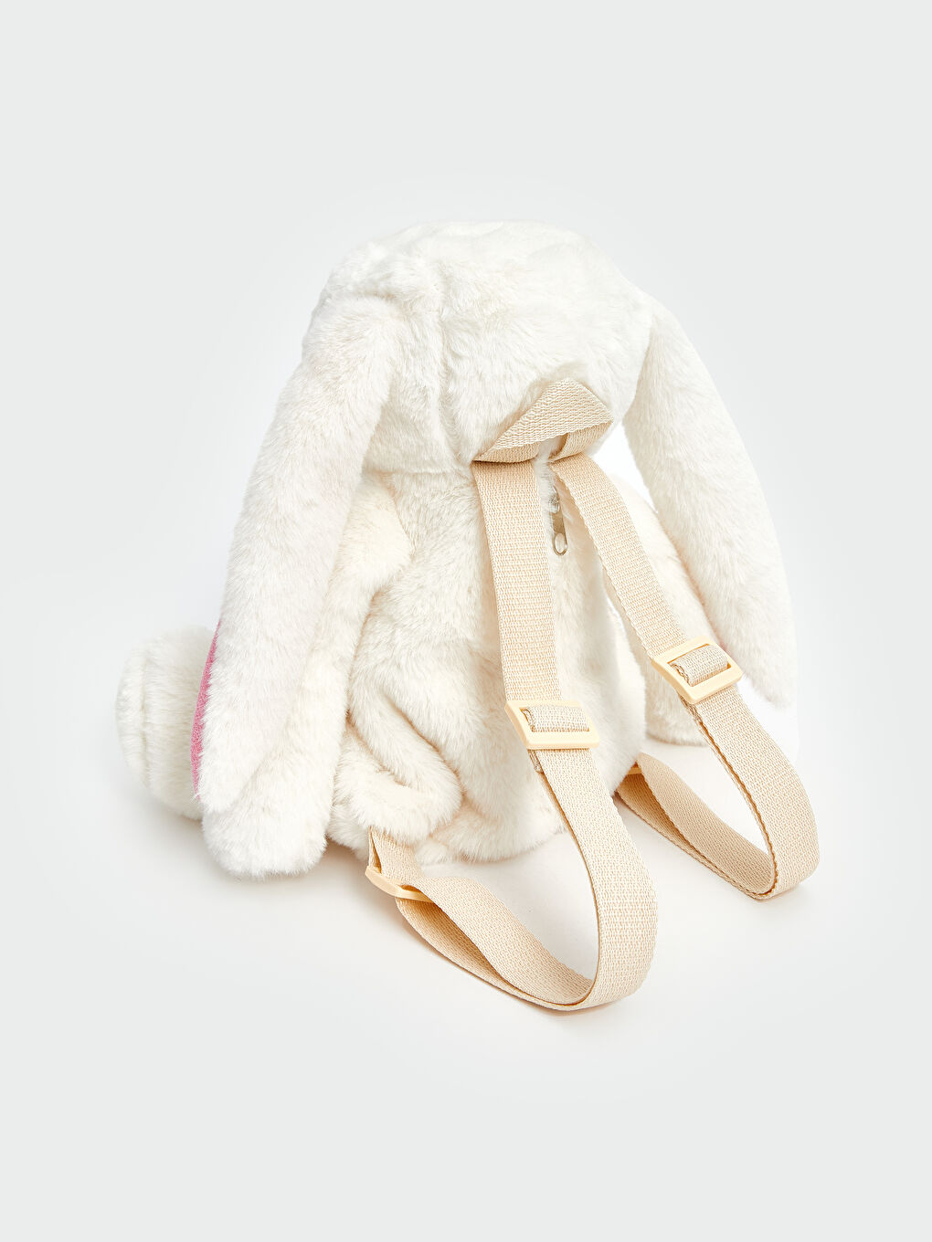 Beyaz Pelüş Tavşan Figürlü Kız Çocuk Sırt Çantası-2