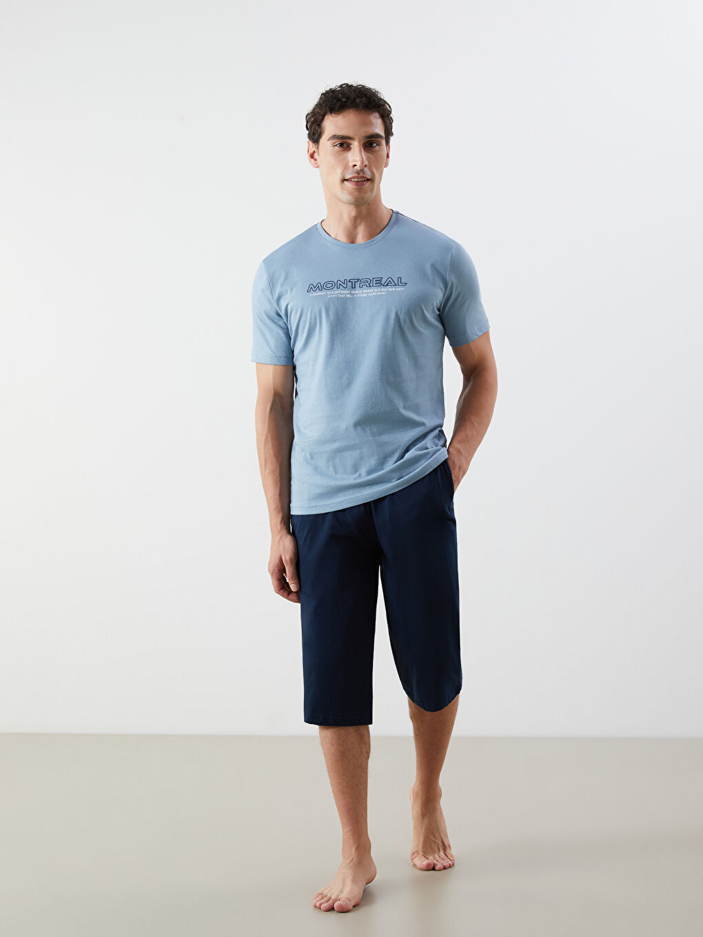 LC WAIKIKI Man BLUE Capri Pyjamas Set -S5M144Z8-KDW