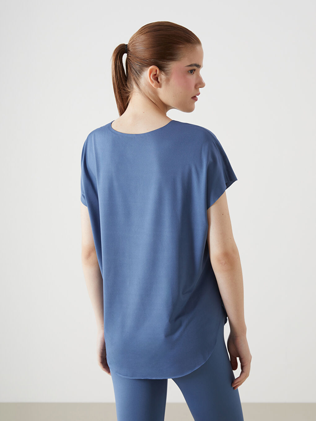 Mavi Bisiklet Yaka Oversize Kadın Spor Tişört-3