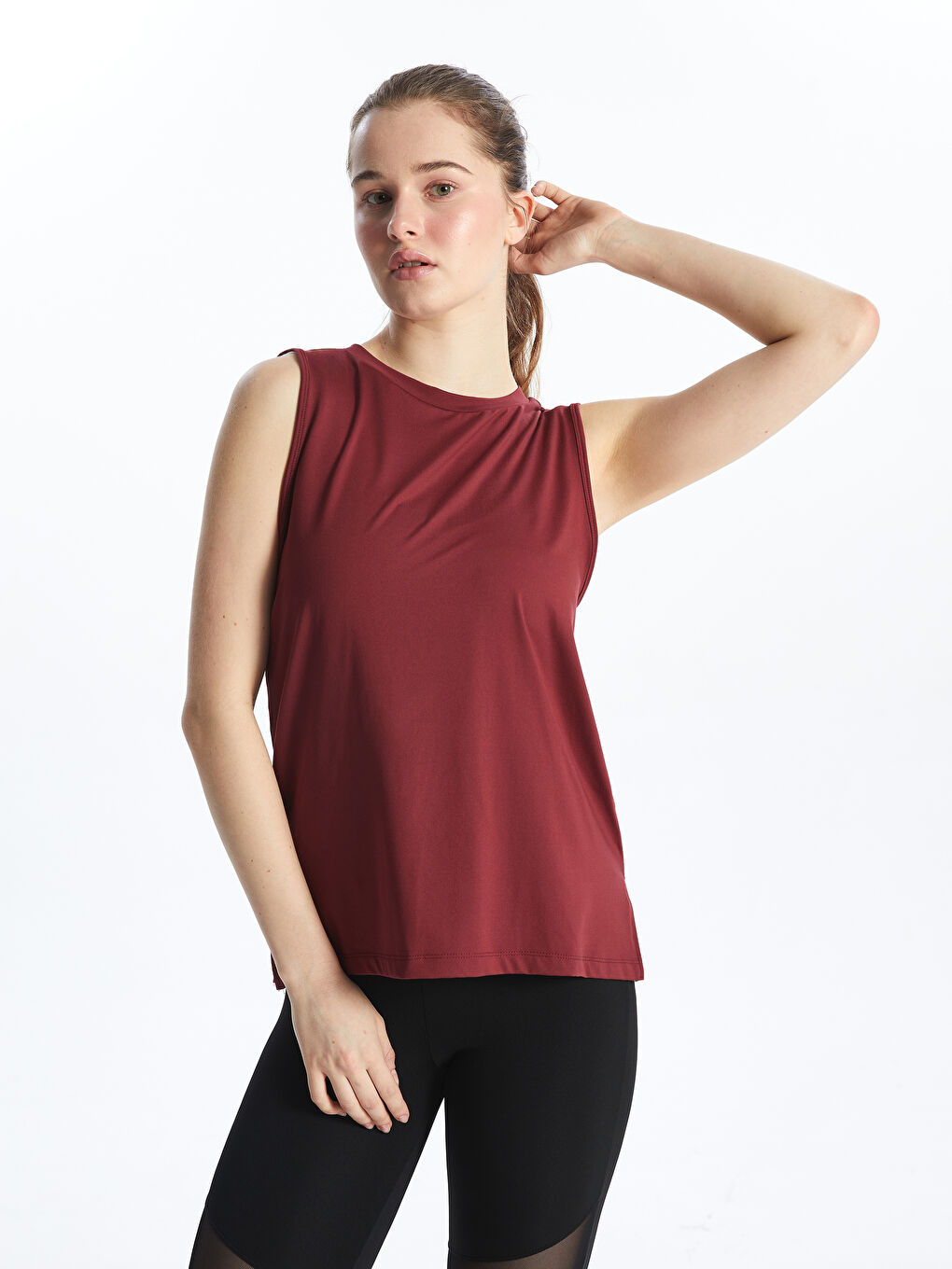 Bordo Bisiklet Yaka Kadın Spor Atlet