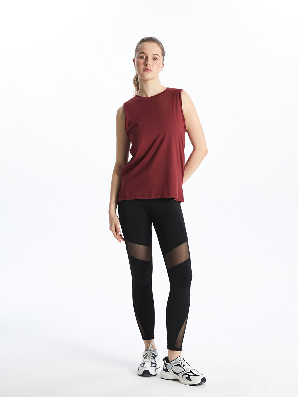 Bordo Bisiklet Yaka Kadın Spor Atlet-1