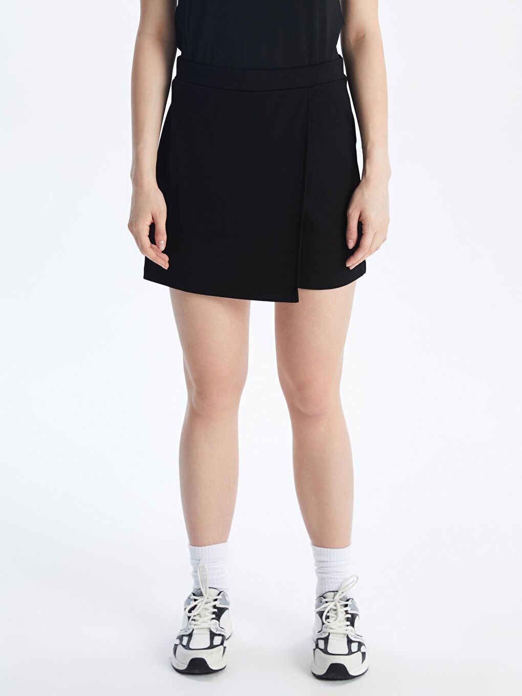 Siyah Beli Lastikli Kadın Spor Şort Etek-1