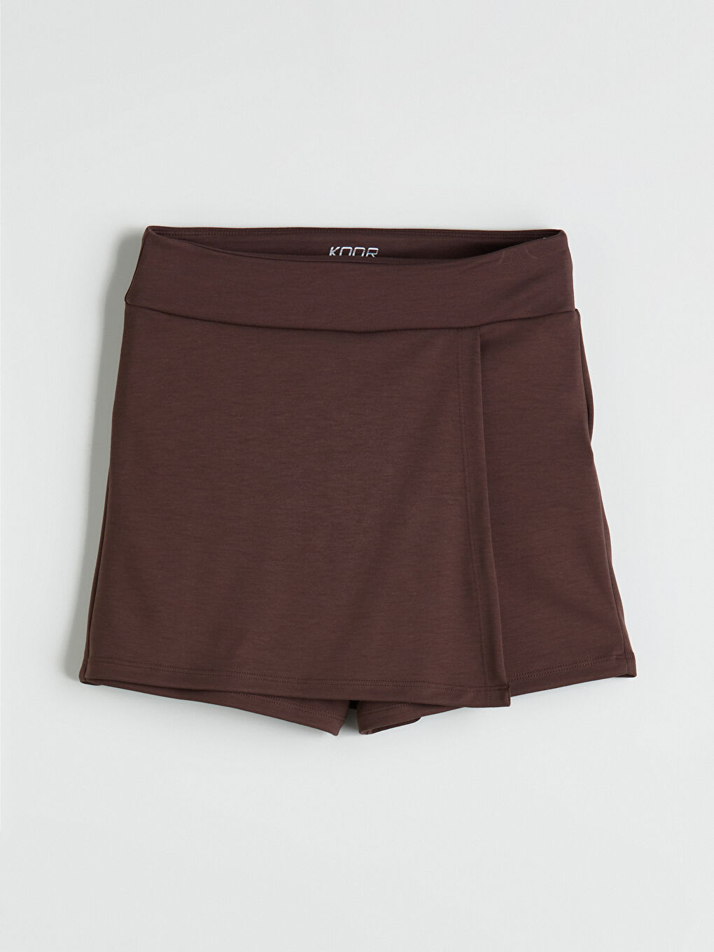 Kahverengi Beli Lastikli Kadın Spor Şort Etek-4