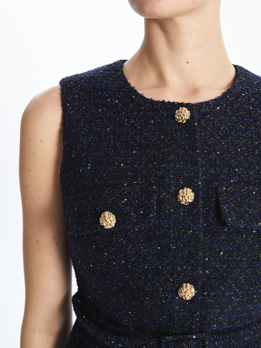 Mavi Bisiklet Yaka Kadın Tüvit Yelek-2