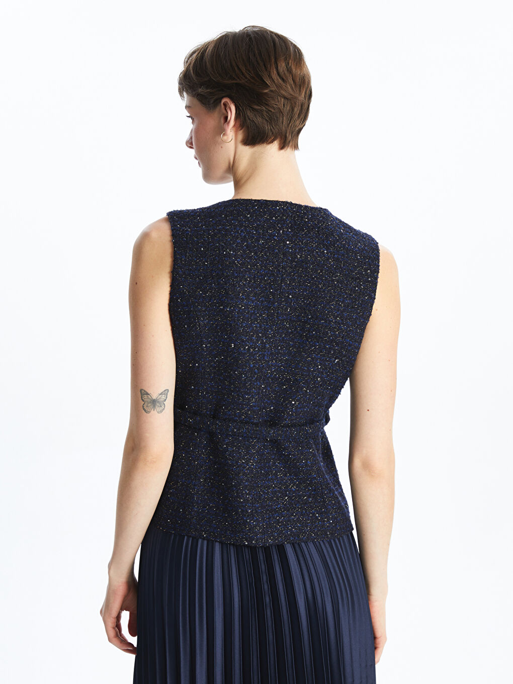 Mavi Bisiklet Yaka Kadın Tüvit Yelek-3