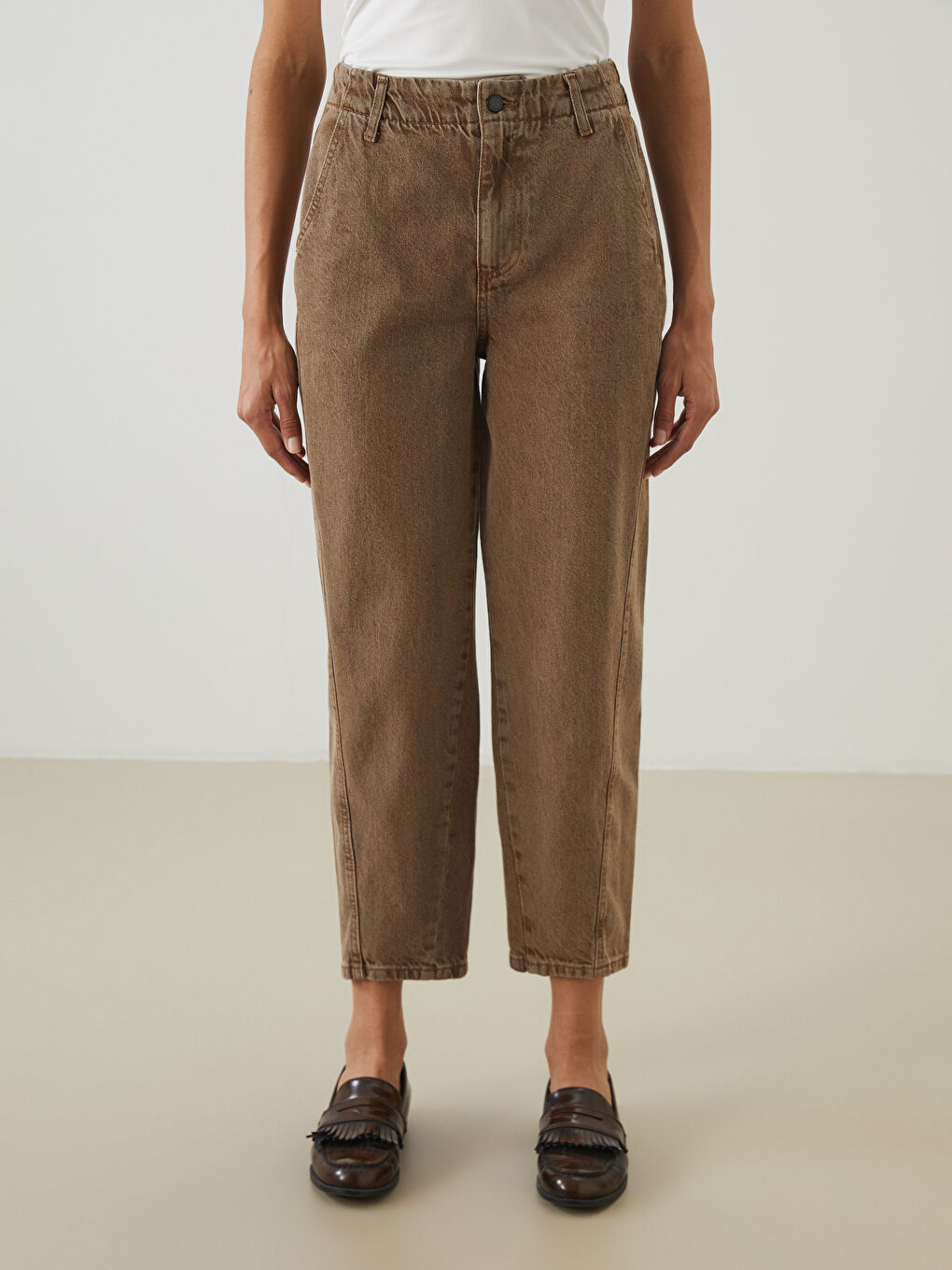 LCW Modest Bej Baggy Fit Kadın Jean Pantolon - 1