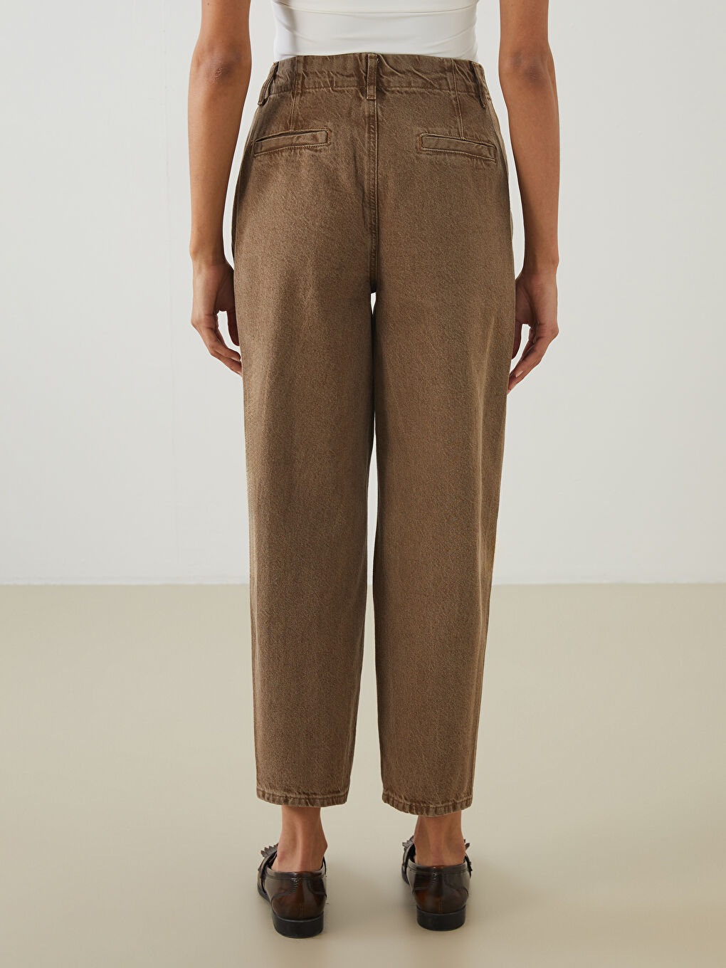 LCW Modest Bej Baggy Fit Kadın Jean Pantolon - 3