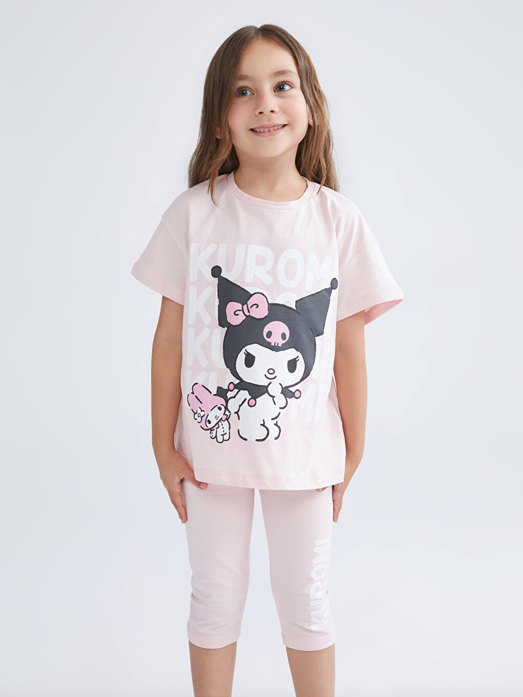 LCW Kids Комплект тениска и клин с принт Kuromi за момичета -S5M176Z1-QVR