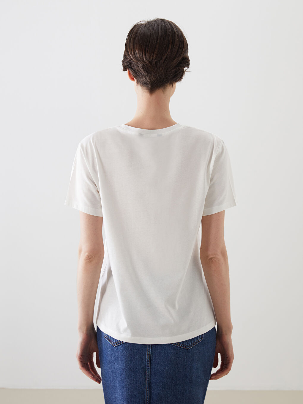 Crew Neck Printed Women's T-Shirt -S5M179Z8-FEW