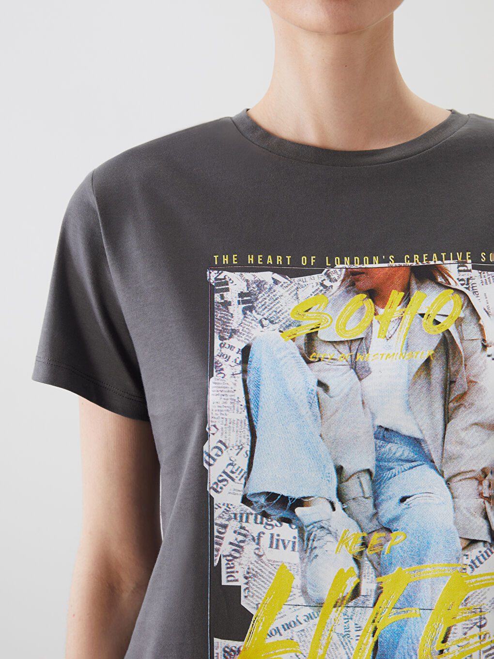 Crew Neck Printed Women's T-Shirt -S5M179Z8-HKT